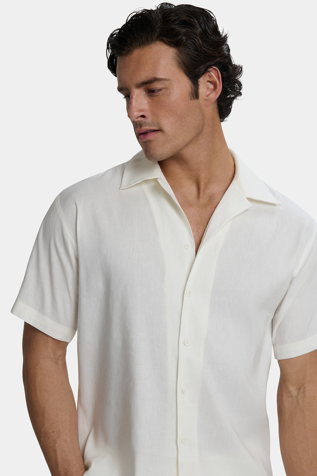 CAMISA DE LINO DE MANGA CORTA