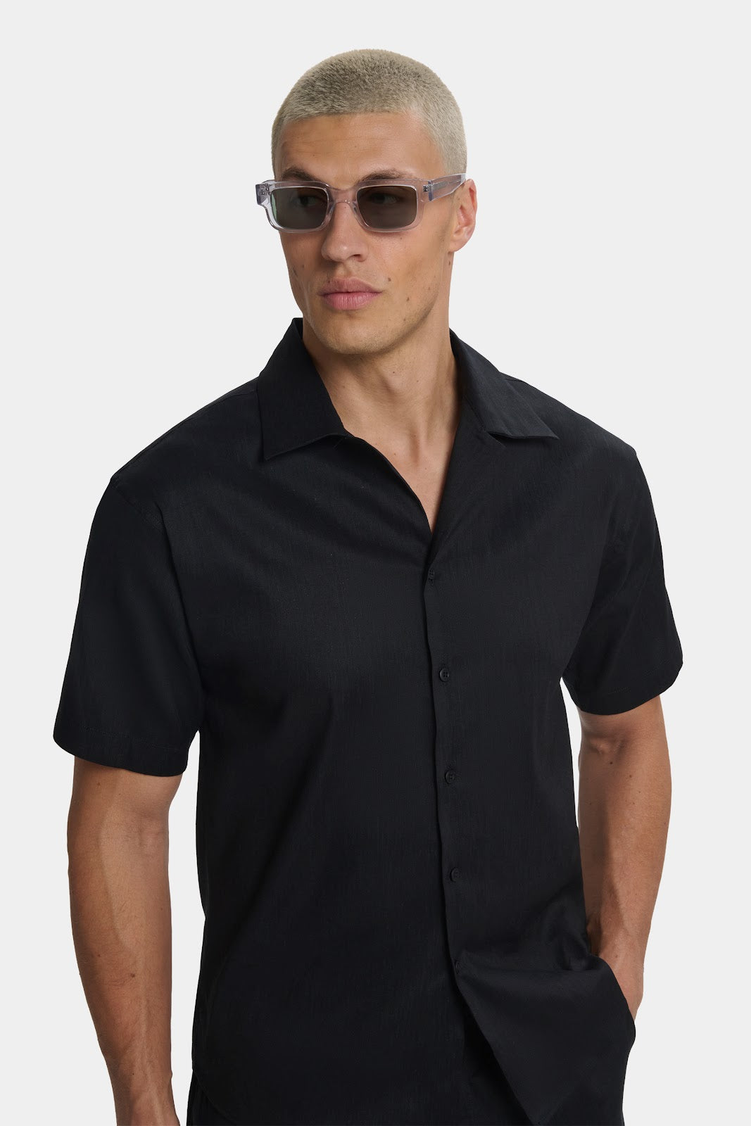 CAMISA DE LINO DE MANGA CORTA
