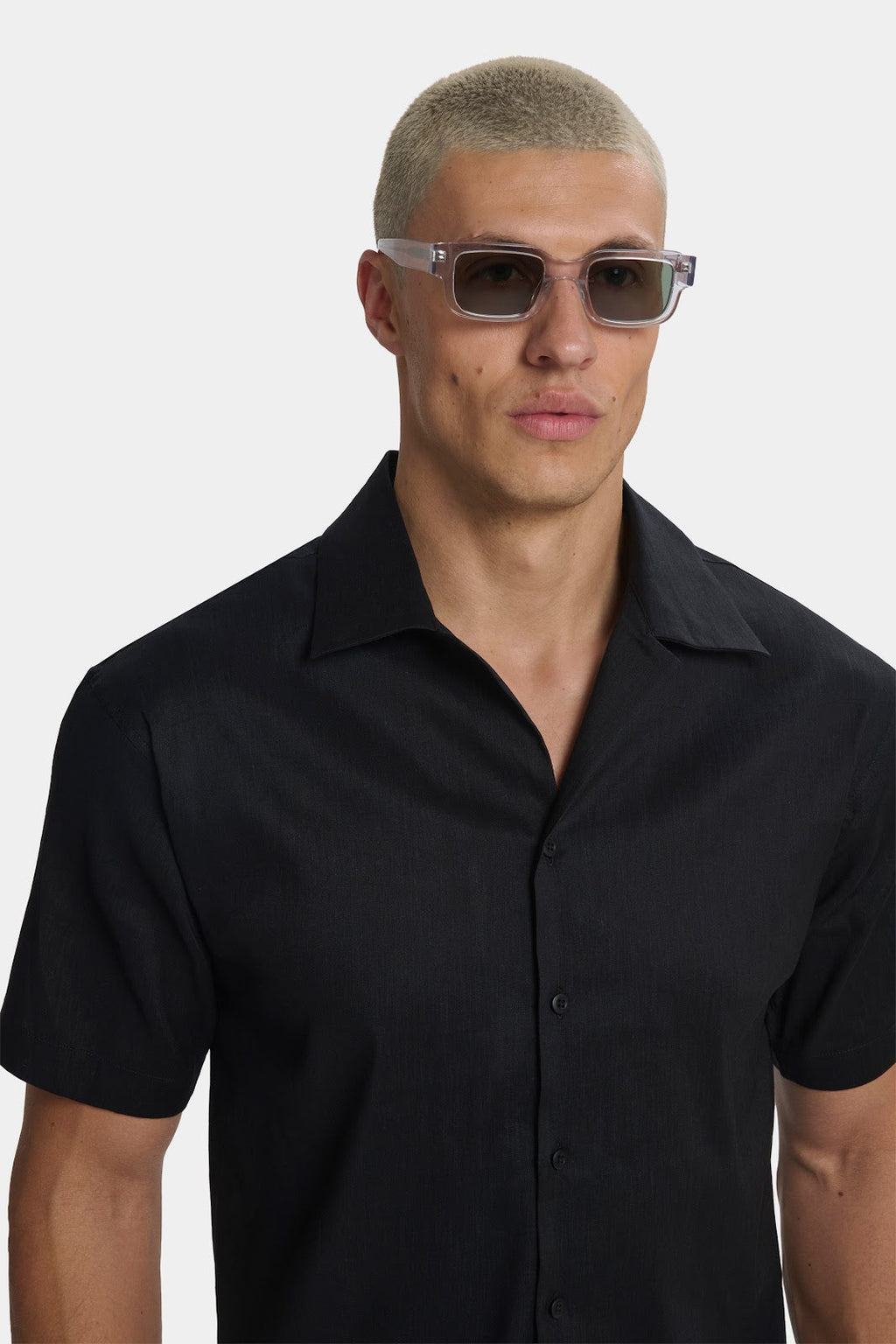 CAMISA DE LINO DE MANGA CORTA