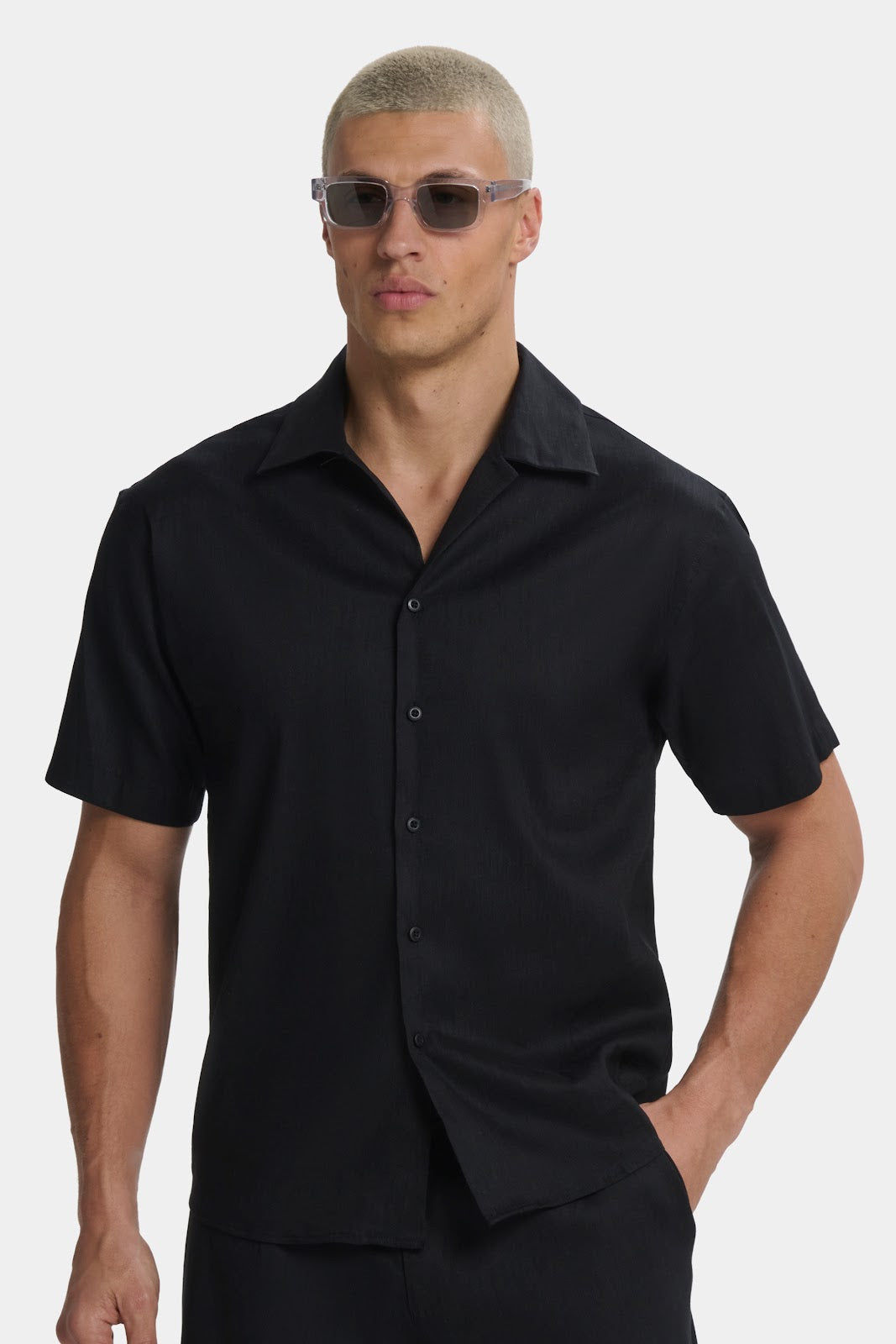 CAMISA DE LINO DE MANGA CORTA