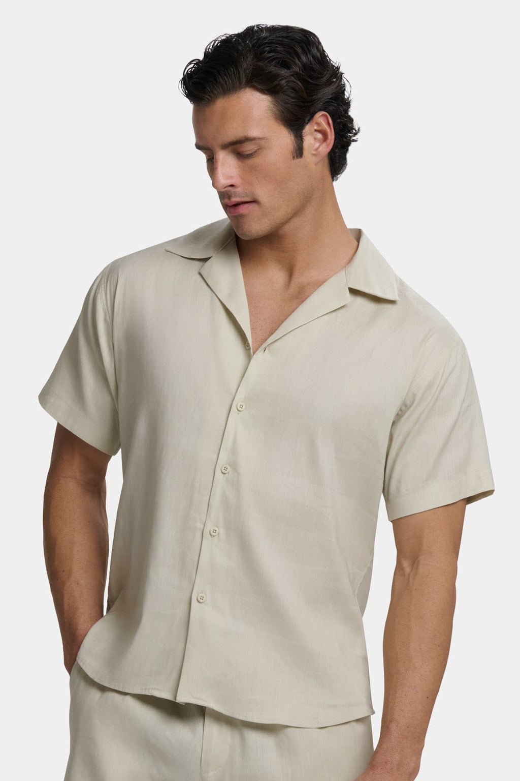 CAMISA DE LINO DE MANGA CORTA