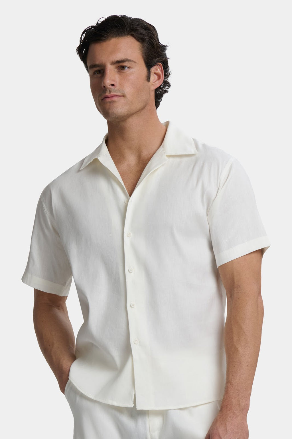 CAMISA DE LINO DE MANGA CORTA