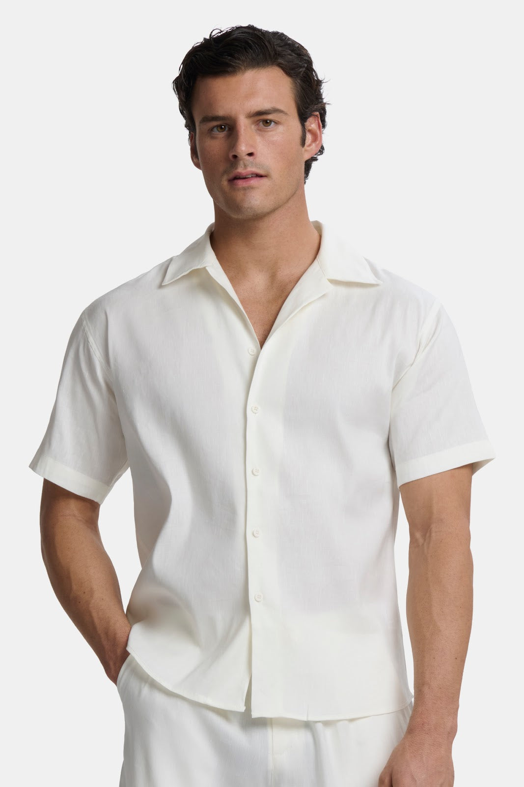 CAMISA DE LINO DE MANGA CORTA