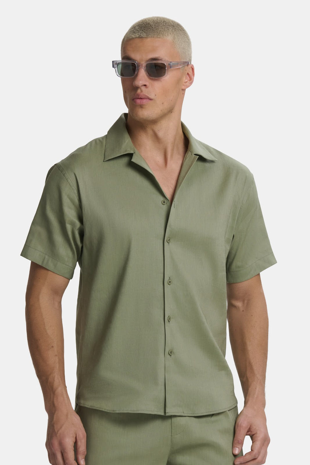 CAMISA DE LINO DE MANGA CORTA