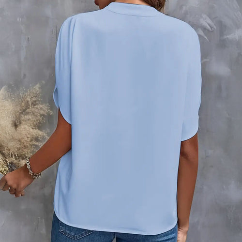 Blusa con cuello en V y drapeado