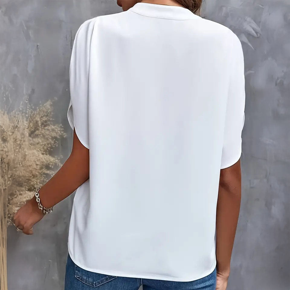Blusa con cuello en V y drapeado