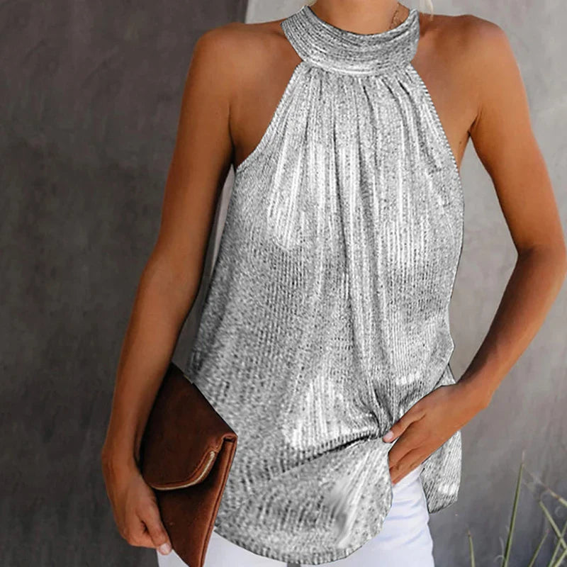 Camiseta sin mangas con cuello