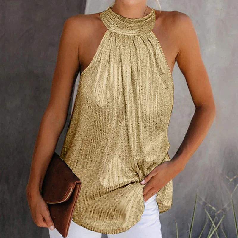 Camiseta sin mangas con cuello