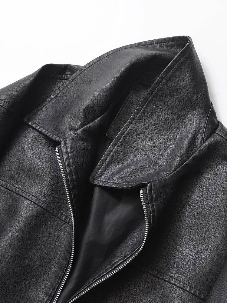 Chaqueta de imitación de cuero Retro Moto