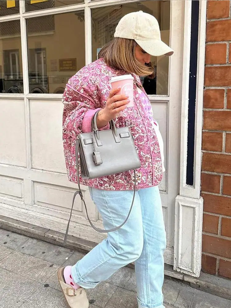 Chaqueta acolchada con estampado floral
