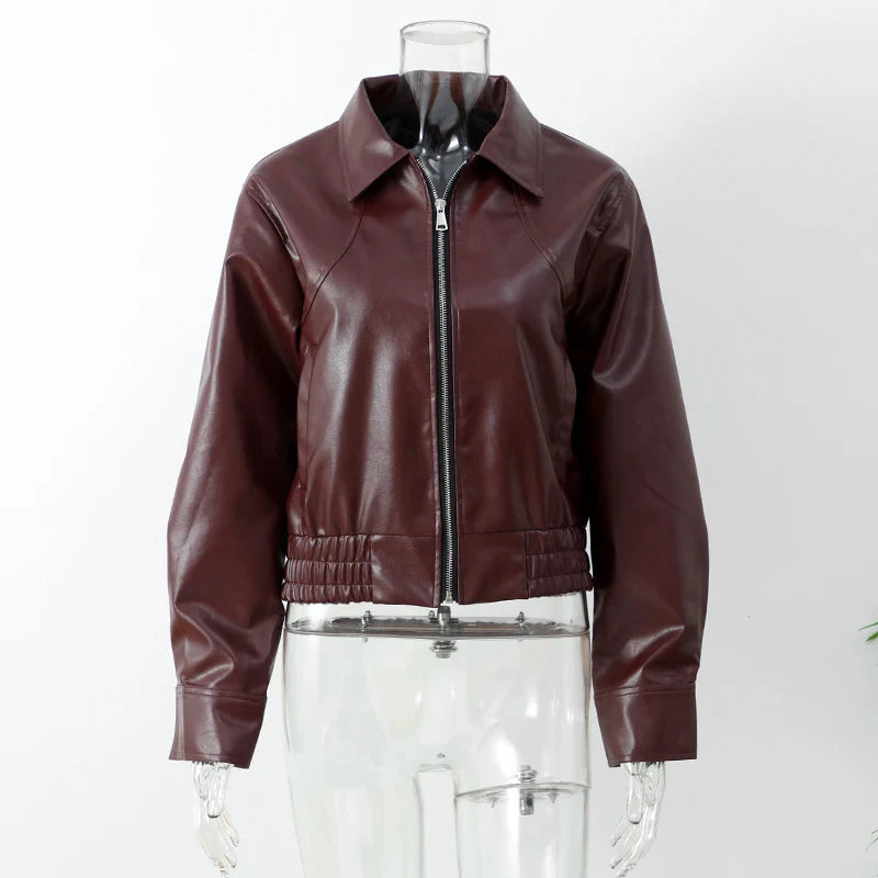 Chaqueta de cuero vintage con cremallera