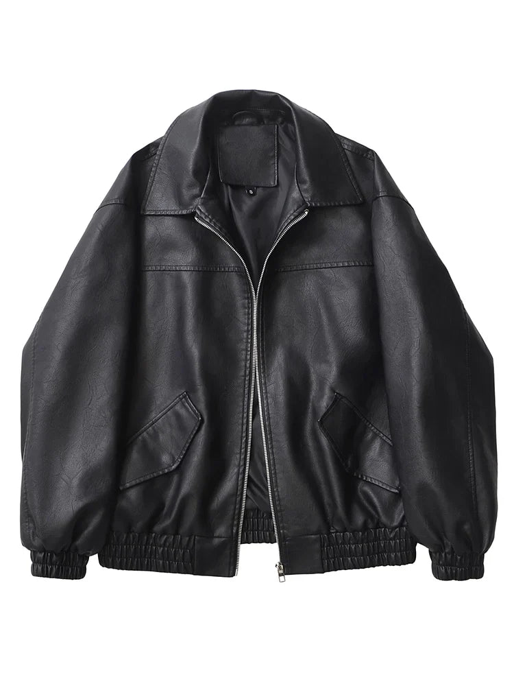 Chaqueta de imitación de cuero Retro Moto