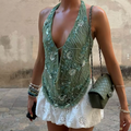 Top verde con cuello